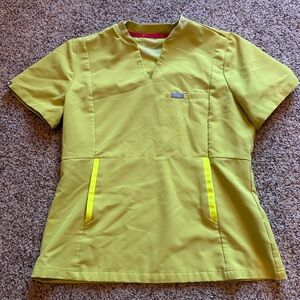 Figs Odesa Limeaid Scrub Top Womens Med Pink Pouch Pocket Technical Collection